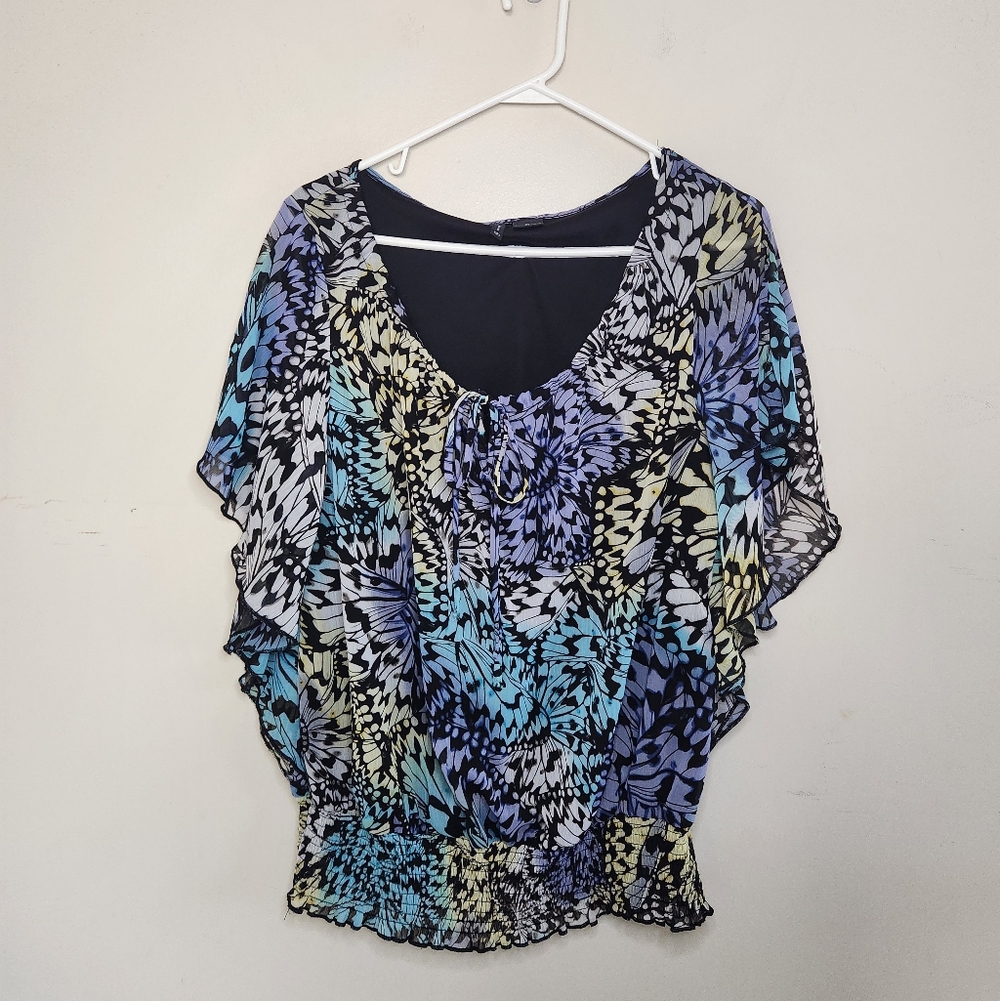 Women's New Directions Butterfly Print Top Sz XL